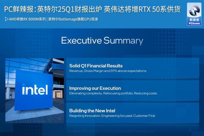 PC鲜辣报：英特尔25Q1财报出炉 英伟达将增50系显卡供货