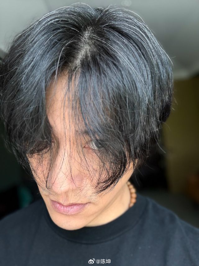 49岁陈坤晒怼脸素颜照：已白发苍苍