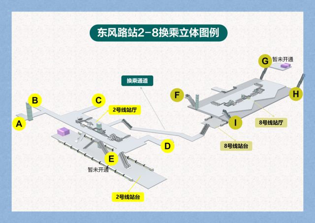 郑州地铁2号线、8号线东风路站换乘通道明日正式启用！