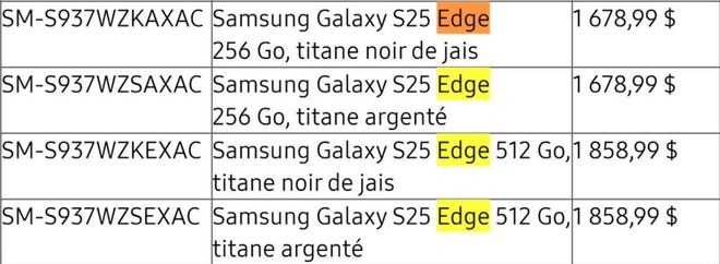 三星Galaxy S25 Edge定价曝光：起售价8816元