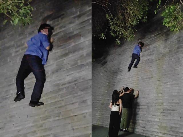 男子爬西安城墙像“岩羊” 景区回应